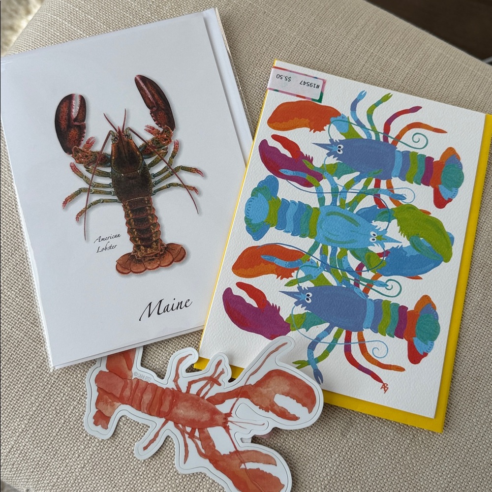 Set of 3 - Lobster Cards and Sticker